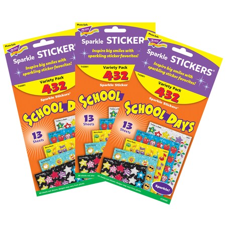 Trend Enterprises School Days Sparkle Stickers Variety Pack, PK1296 T63901